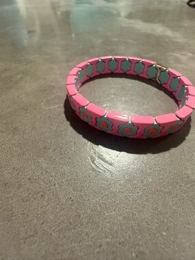 Roxanne Assoulin Pink and Aqua Floral Stretch Bracelet - Women Jewelry